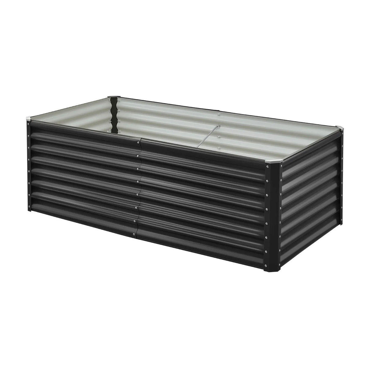VEVOR Metāla paaugstinātā dārza dobe 1,8 × 0,9 × 0,6 m, āra cinkota stādīšanas kaste ar atvērtu pamatni, liela paaugstinātā dobe dārzeņu, ziedu, garšaugu un sukulentu audzēšanai, tumši pelēka