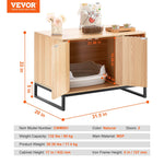 VEVOR slēptā kaķu tualetes kaste mēbelē ar 2 durvīm, 80 × 51 × 56 cm, dabīga koka krāsā
