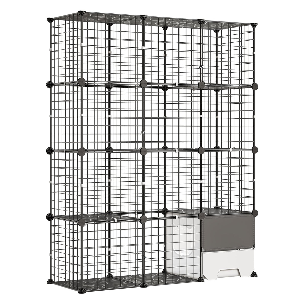 VEVOR 4 līmeņu kaķu būris ar pakaišu kasti, 104,1 × 35,5 × 139,7 cm
