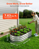 VEVOR cinkotas paaugstinātās dārza dobes 2 gab., 1200 × 600 × 300 mm, ovālas metāla stādīšanas kastes ar atvērtu apakšu, komplektā cimdi, alu-cinka pārklājums, ziedu un dārzeņu audzēšanai, sudraba krāsā