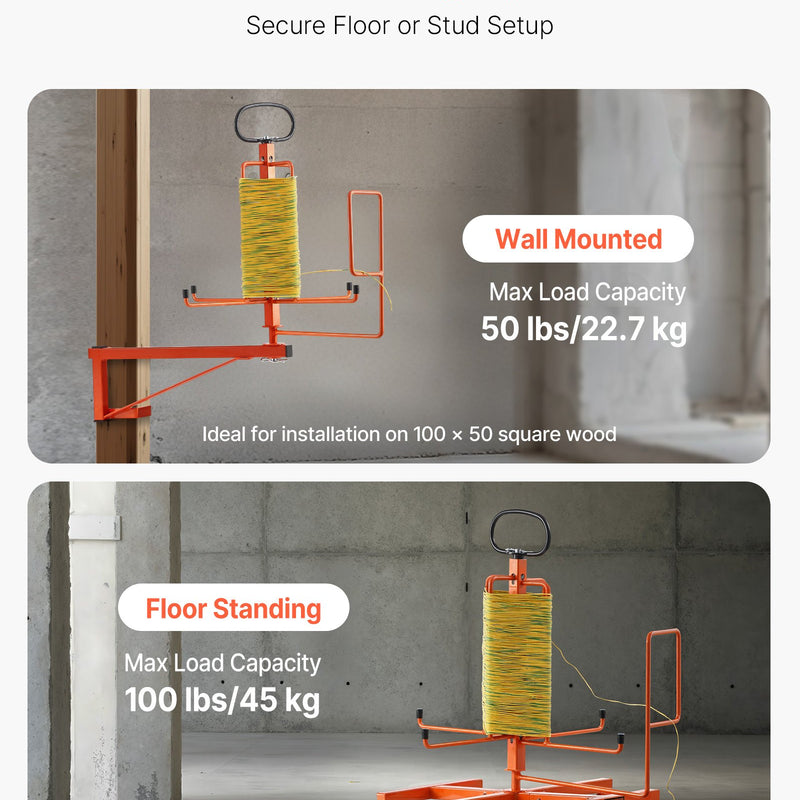 Kabeļu dozators — grīdas stiprinājums, pārnēsājams, rūpnieciskai un elektropreču tirdzniecības lietošanai