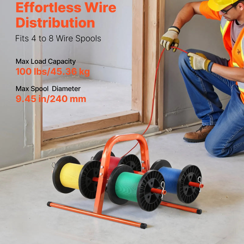 Rokas kabeļu turētājs līdz 8 ruļļiem — elektroinstalācijas un rūpnieciskai tirdzniecībai
