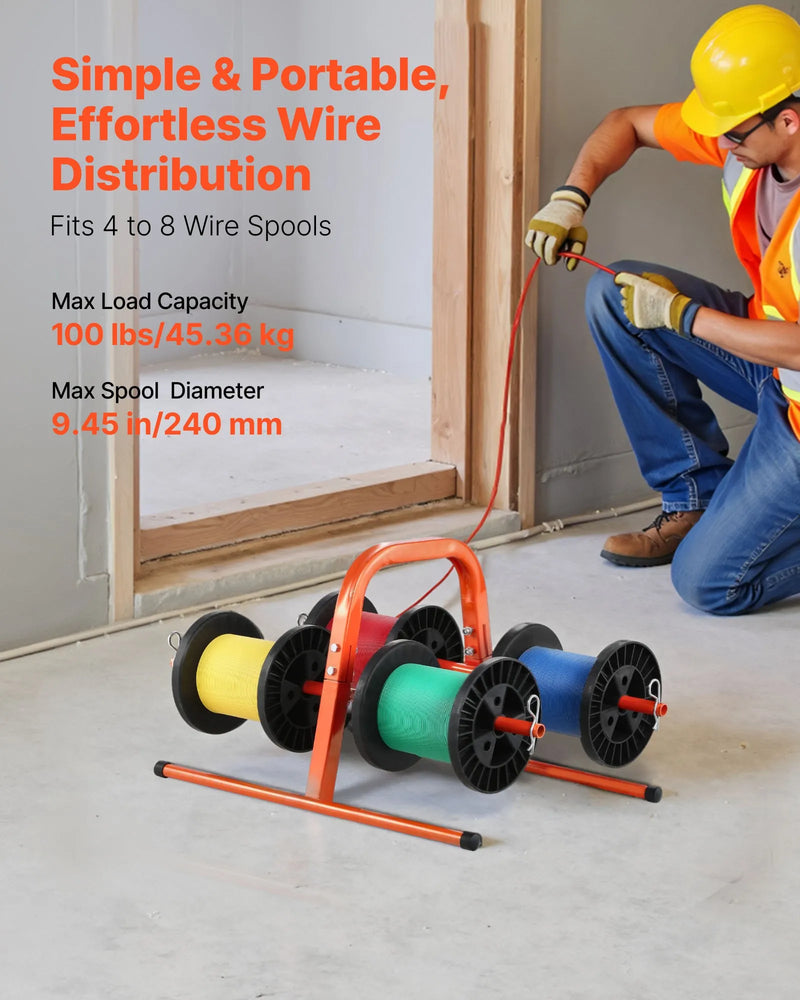 Rokas kabeļu turētājs līdz 8 ruļļiem — elektroinstalācijas un rūpnieciskai tirdzniecībai