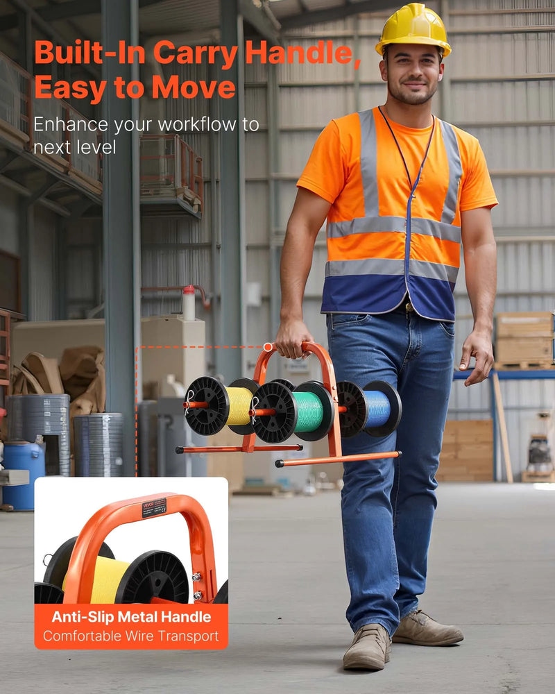 Rokas kabeļu turētājs līdz 8 ruļļiem — elektroinstalācijas un rūpnieciskai tirdzniecībai