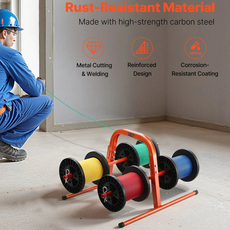 Rokas kabeļu turētājs līdz 8 ruļļiem — elektroinstalācijas un rūpnieciskai tirdzniecībai