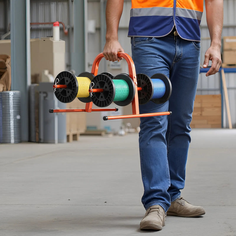 Rokas kabeļu turētājs līdz 8 ruļļiem — elektroinstalācijas un rūpnieciskai tirdzniecībai