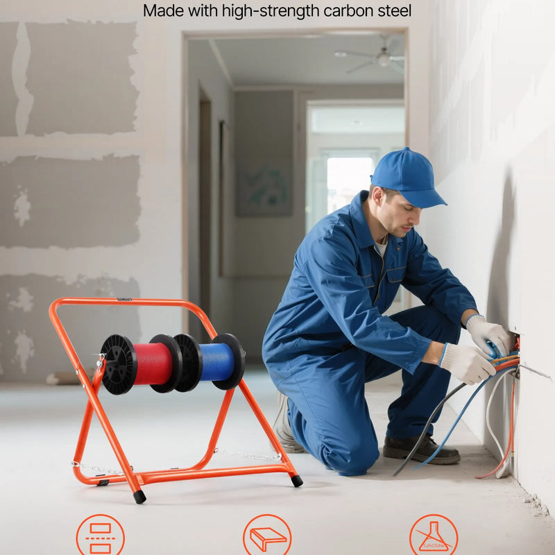 Salokāms vadu ruļļu statīvs — izturīgs kabeļu turētājs rūpnieciskai elektroinstalācijai