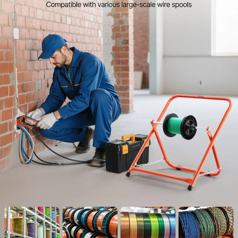 Salokāms vadu ruļļu statīvs — izturīgs kabeļu turētājs rūpnieciskai elektroinstalācijai