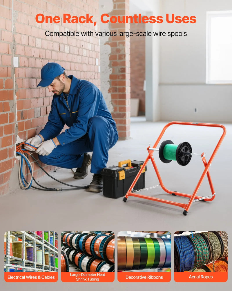 Salokāms vadu ruļļu statīvs — izturīgs kabeļu turētājs rūpnieciskai elektroinstalācijai