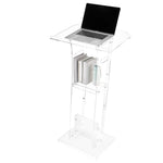 VEVOR Acrylic Lectern, 110 cm, Portable, with a Wide Reading Surface, Storage Shelf, and Book Rest