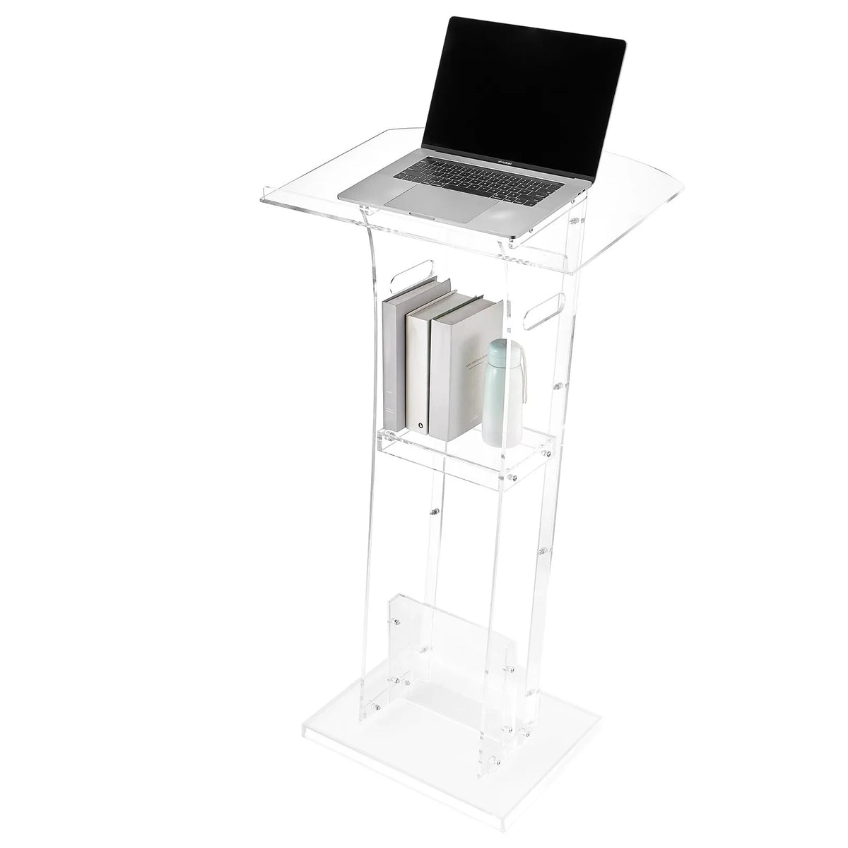 VEVOR Acrylic Lectern, 110 cm, Portable, with a Wide Reading Surface, Storage Shelf, and Book Rest