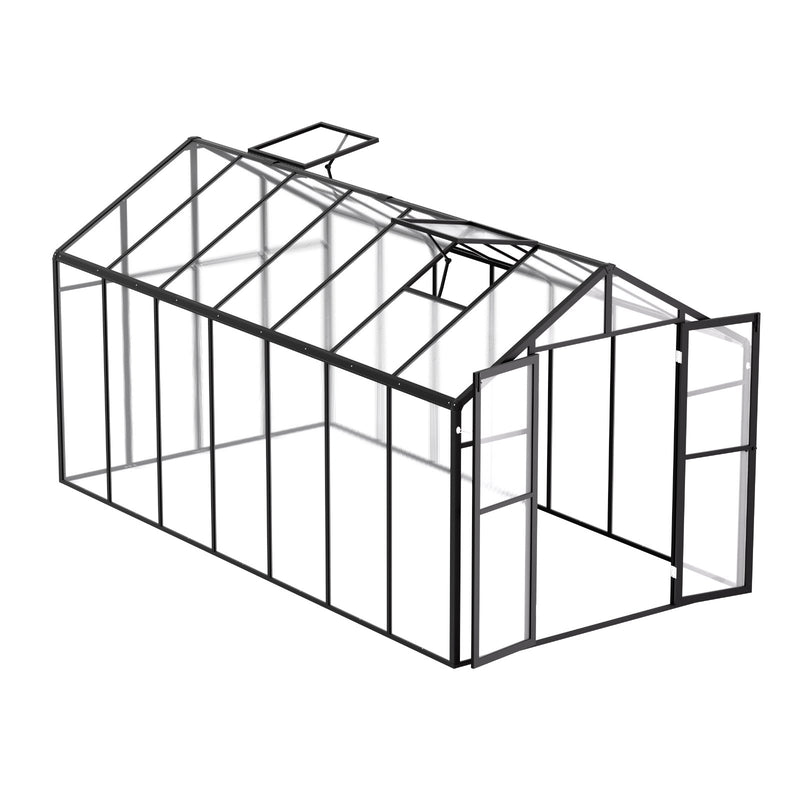 Pieejams 10 dienu laikā! VEVOR polikarbonāta 2.35 x 4.03 x 2.07 m siltumnīca dārzam