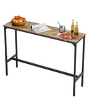 VEVOR augsts bāra galds ar metāla rāmi, 140×38×99 cm, šaurs un garš galds virtuvei, ēdamzonai vai kokteiļu zonai, viegli saliekams, retro brūnā un melnā krāsā