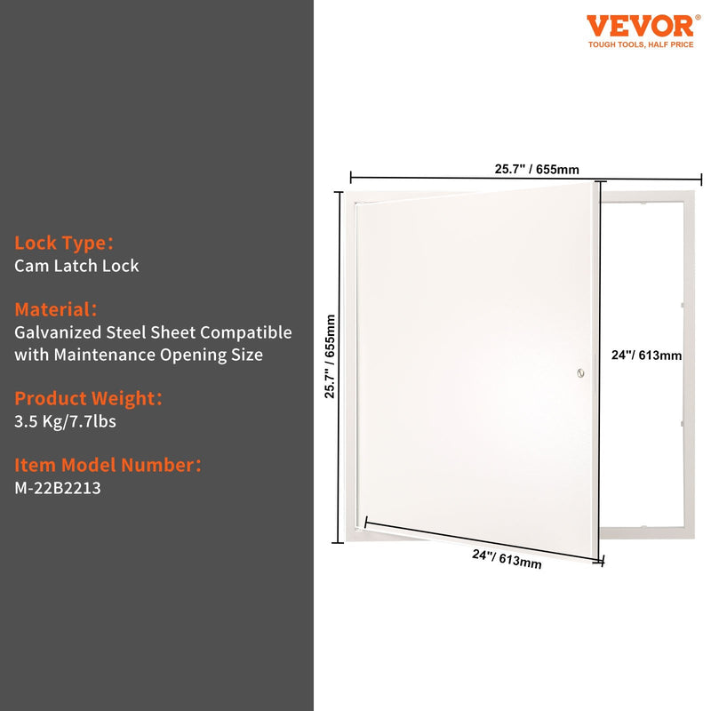 VEVOR Pieejas Panelis Drywall un Griestiem, 61 x 61 cm, Smagā Tērauda Ar Noņemamām Eņģēm