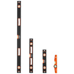 VEVOR 4 gabalu magnētisko torpēdas līmeņrāžu komplekts 1220/610/406/254 mm ar fluorescējošiem burbuļlīmeņiem, 45°/90°/180° lineālu, alumīnija sakausējuma līmeņošanas instrumentiem ar collu un metrisko skalu