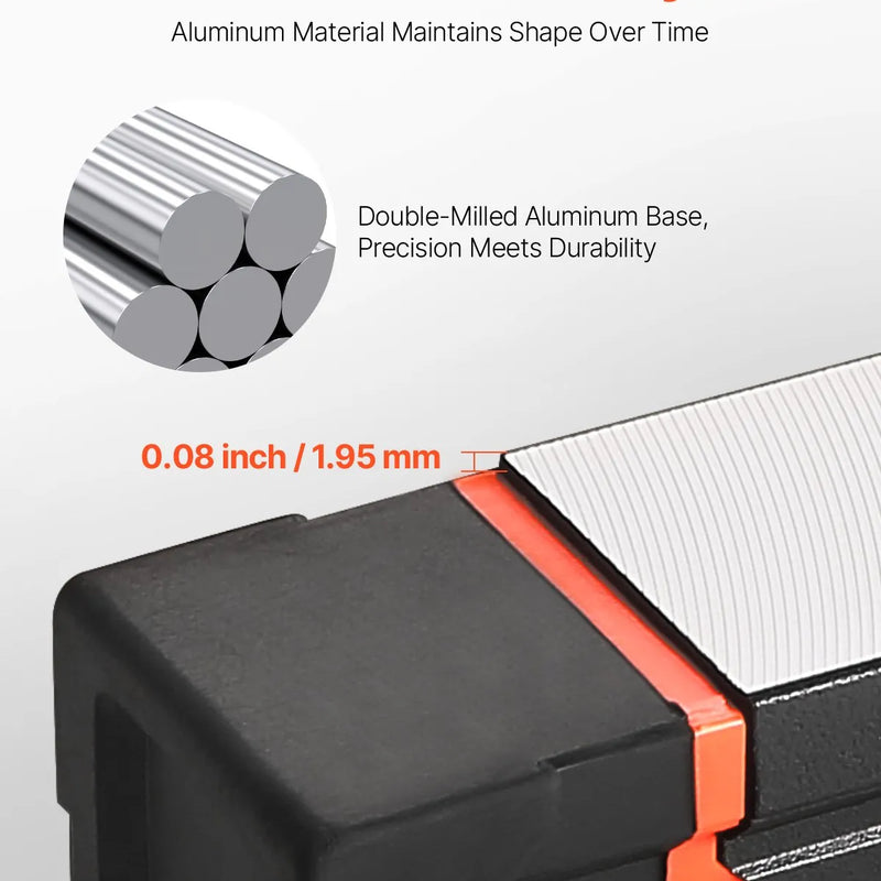 VEVOR 4 gabalu magnētisko torpēdas līmeņrāžu komplekts 1220/610/406/254 mm ar fluorescējošiem burbuļlīmeņiem, 45°/90°/180° lineālu, alumīnija sakausējuma līmeņošanas instrumentiem ar collu un metrisko skalu