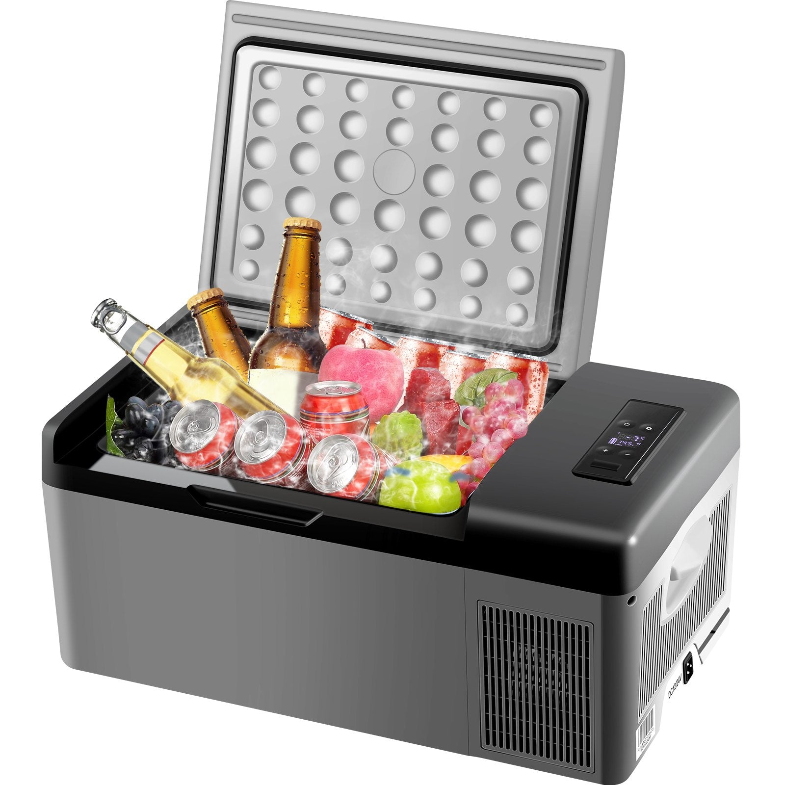 15L VEVOR automašīnas ledusskapis/saldētava, 12V, -20℃ līdz 10℃,  ideāls risinājums automašīnām, kravas automašīnām, treileriem, laivām, kā arī lietošanai mājās vai āra aktivitātēs, piemēram, ceļojumos, makšķerēšanā un kempingā.