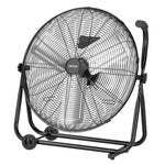 VEVOR industriālais grīdas ventilators 61 cm, 7500 CFM augstas veiktspējas gaisa plūsma, alumīnija lāpstiņas, 3 ātrumi, 360° regulējams slīpums, piemērots darbnīcām, noliktavām, garāžām un komerctelpām, melns