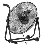 VEVOR industriālais grīdas ventilators 61 cm, 7500 CFM augstas veiktspējas gaisa plūsma, alumīnija lāpstiņas, 3 ātrumi, 360° regulējams slīpums, piemērots darbnīcām, noliktavām, garāžām un komerctelpām, melns