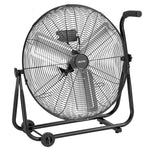 VEVOR industriālais grīdas ventilators 61 cm, 7500 CFM augstas veiktspējas gaisa plūsma, alumīnija lāpstiņas, 3 ātrumi, 360° regulējams slīpums, piemērots darbnīcām, noliktavām, garāžām un komerctelpām, melns