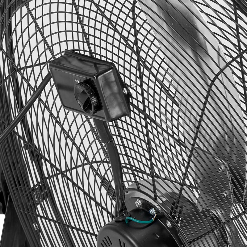 VEVOR industriālais grīdas ventilators, 762mm, 20388m³/h, 3 ātrumi, jaudīgas alumīnija lāpstiņas, 360° regulējams slīpuma leņķis, komerctelpām, garāžām, noliktavām, pagrabiem un darbnīcām, melns