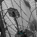 VEVOR industriālais grīdas ventilators, 762mm, 20388m³/h, 3 ātrumi, jaudīgas alumīnija lāpstiņas, 360° regulējams slīpuma leņķis, komerctelpām, garāžām, noliktavām, pagrabiem un darbnīcām, melns