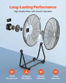 VEVOR industriālais grīdas ventilators, 762mm, 20388m³/h, 3 ātrumi, jaudīgas alumīnija lāpstiņas, 360° regulējams slīpuma leņķis, komerctelpām, garāžām, noliktavām, pagrabiem un darbnīcām, melns