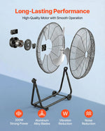 VEVOR industriālais grīdas ventilators, 762mm, 20388m³/h, 3 ātrumi, jaudīgas alumīnija lāpstiņas, 360° regulējams slīpuma leņķis, komerctelpām, garāžām, noliktavām, pagrabiem un darbnīcām, melns
