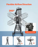 VEVOR industriālais grīdas ventilators, 762mm, 20388m³/h, 3 ātrumi, jaudīgas alumīnija lāpstiņas, 360° regulējams slīpuma leņķis, komerctelpām, garāžām, noliktavām, pagrabiem un darbnīcām, melns