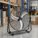 VEVOR industriālais grīdas ventilators, 762mm, 20388m³/h, 3 ātrumi, jaudīgas alumīnija lāpstiņas, 360° regulējams slīpuma leņķis, komerctelpām, garāžām, noliktavām, pagrabiem un darbnīcām, melns