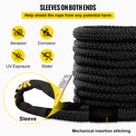 VEVOR 32 mm x 9,6 m kinētiskā vilkšanas troses virve, 23,7 t, dubultā pītais neilons, ar somu, melna