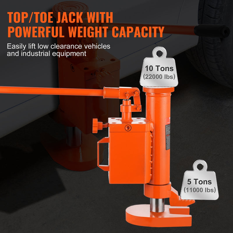 Hydraulic jack with leg lift, 5 t for leg / 10 t for upper part, 360° rotating