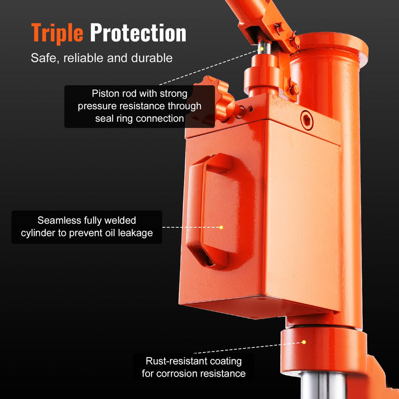 Hydraulic jack with leg lift, 5 t for leg / 10 t for upper part, 360° rotating