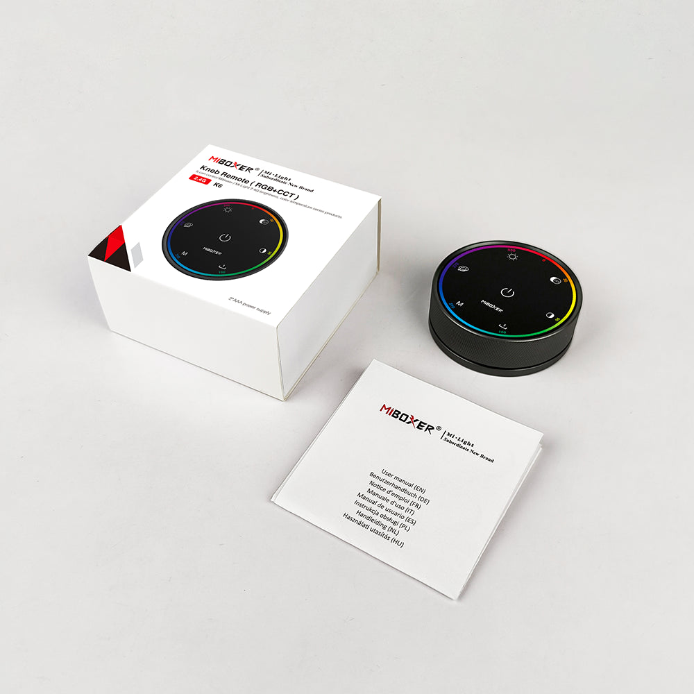 MiBoxer K6 2,4GHz RGB+CCT tālvadības pults ar grozāmu regulatoru, 4 zonas