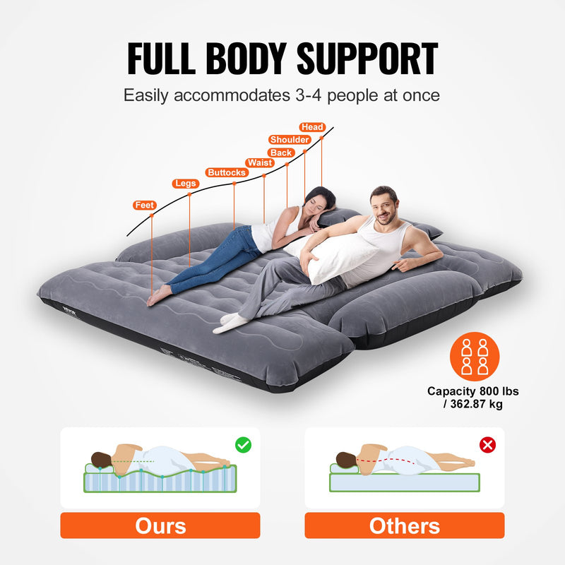 Uzpūšamais kravas automašīnas gaisa matracis, 183–198 cm, pilna izmēra īsā gulta ar sūkni un kempinga komplektu