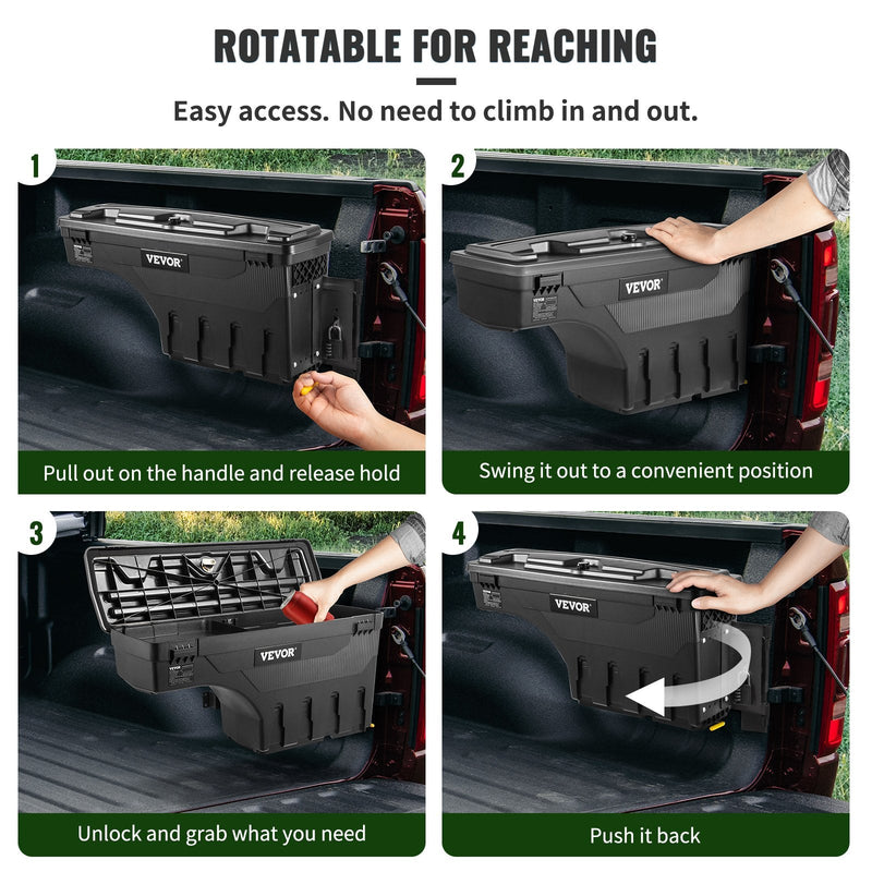 VEVOR Slēdzams riteņu arkas instrumentu nodalījums 20 l, ūdensizturīgs, der Dodge Ram 1500 (2019–2021), labā puse, melns