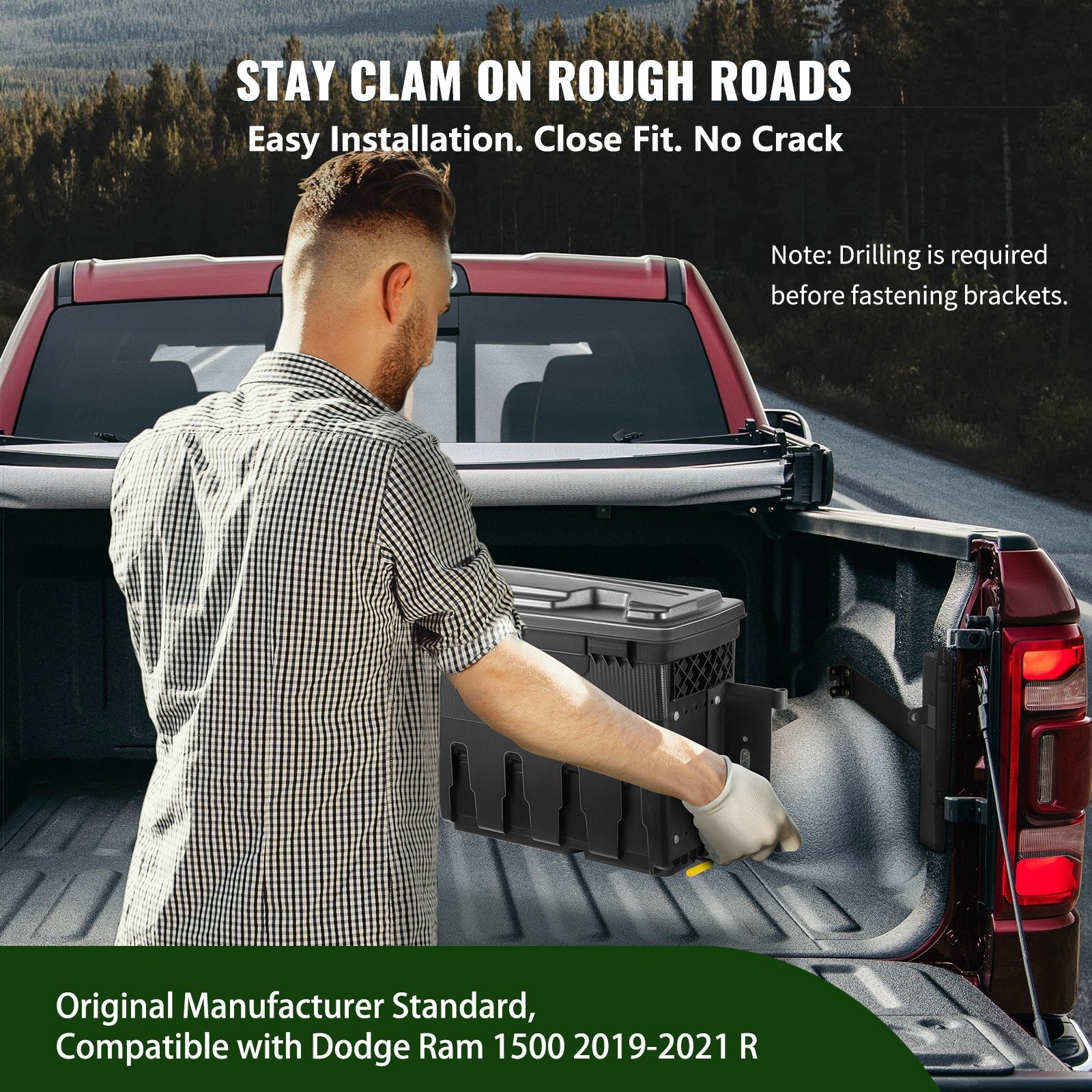 VEVOR Slēdzams riteņu arkas instrumentu nodalījums 20 l, ūdensizturīgs, der Dodge Ram 1500 (2019–2021), labā puse, melns