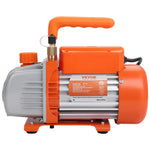 VEVOR vienpakāpes HVAC vakuuma sūknis ar manometru komplektu 267 l/min (4,5 CFM), 186 W (1/4 ZS), rotācijas lāpstiņu konstrukcija, ar trīs krāsu šļūtenēm un somu, piemērots R134a un R410A