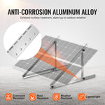 VEVOR 2 komplekti saules paneļu montāžas kronšteinu 1,14 m, regulējams slīpums 0–90°, paredzēti 100–400 W saules paneļiem, viegli alumīnija kronšteini ar salokāmām balsta kājām kemperiem, laivām un autonomām sistēmām