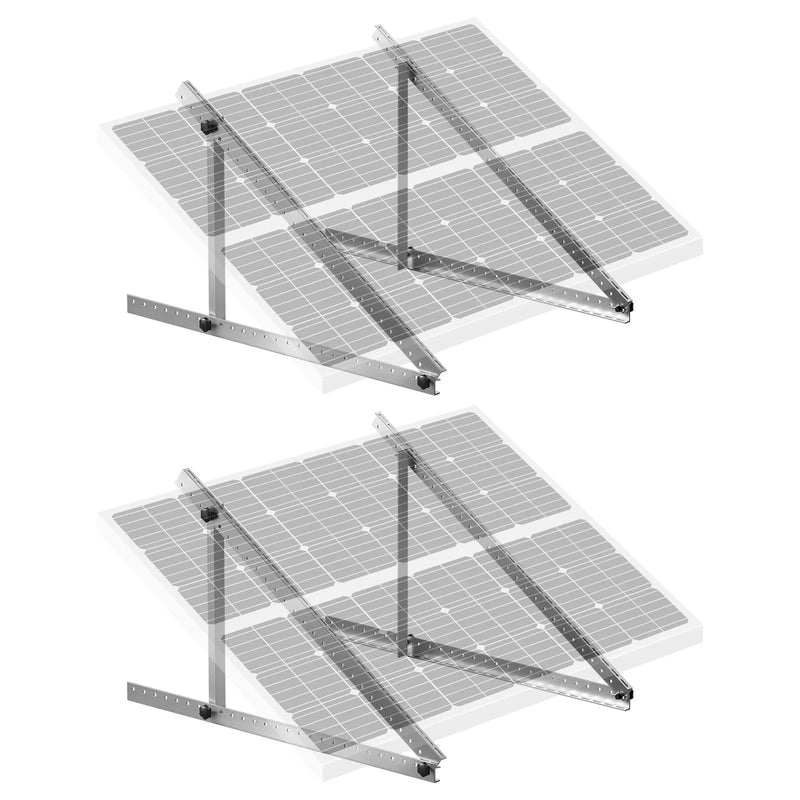 VEVOR 2 komplekti saules paneļu montāžas kronšteinu 1,14 m, regulējams slīpums 0–90°, paredzēti 100–400 W saules paneļiem, viegli alumīnija kronšteini ar salokāmām balsta kājām kemperiem, laivām un autonomām sistēmām
