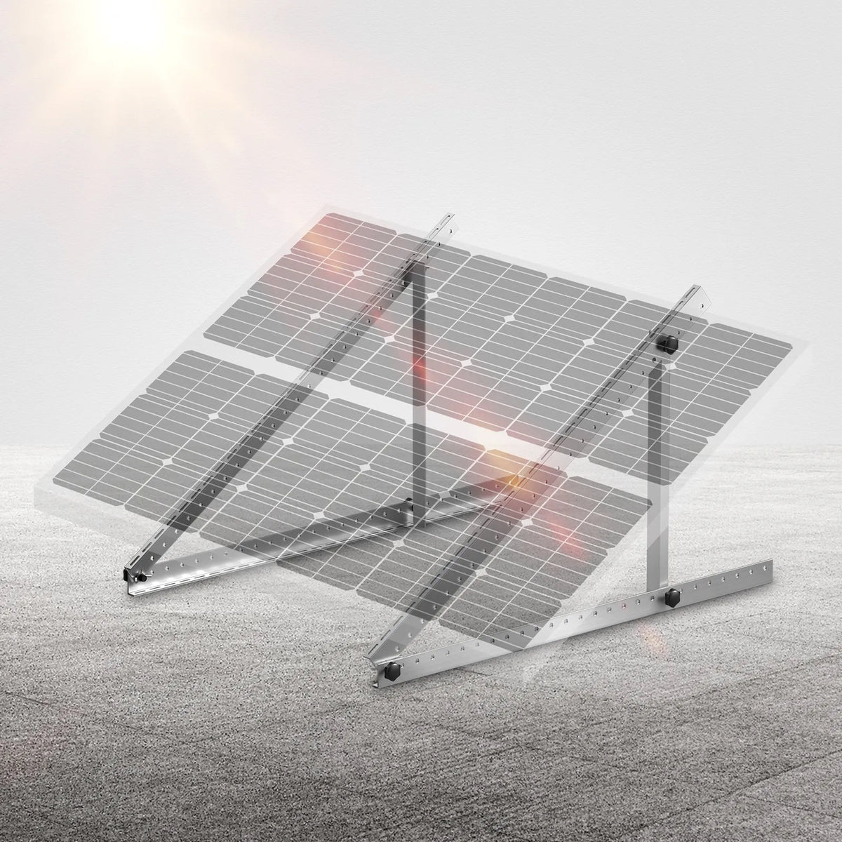 VEVOR 50 collu saules paneļu montāžas kronšteini ar regulējamu slīpumu 0–90°, piemēroti 100–550 W saules paneļiem, viegli alumīnija kronšteini ar salokāmām slīpuma kājām kemperiem, jumtiem, laivām un autonomām sistēmām
