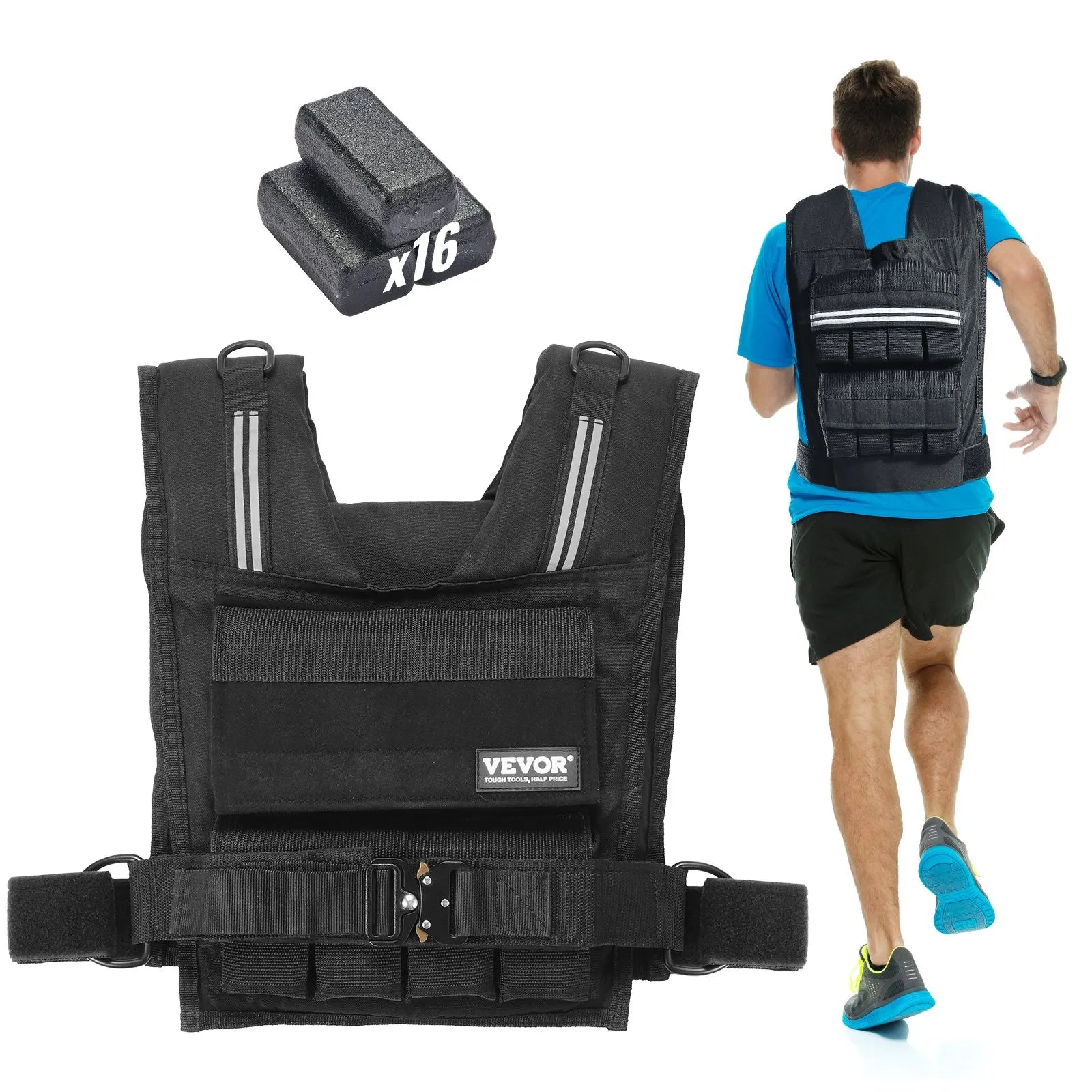 16 kg regulējama svaru veste spēka treniņiem un skriešanai vīriešiem un sievietēm