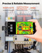 VEVOR termokamera Android ierīcēm, 512 × 384 TISR super izšķirtspēja, 25 Hz atsvaidzes ātrums, 256 × 192 IR izšķirtspēja, temperatūras diapazons -20 °C līdz 550 °C, 15 krāsu paletes