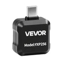 VEVOR termokamera Android ierīcēm, 512 × 384 TISR super izšķirtspēja, 25 Hz atsvaidzes ātrums, 256 × 192 IR izšķirtspēja, temperatūras diapazons -20 °C līdz 550 °C, 15 krāsu paletes