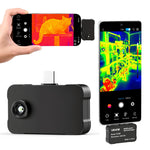 VEVOR termokamera Android un iOS ierīcēm, 512 × 384 super izšķirtspēja, 25 Hz atsvaidzes ātrums, 256 × 192 IR izšķirtspēja, temperatūras diapazons -20 °C līdz 550 °C, 6 krāsu paletes