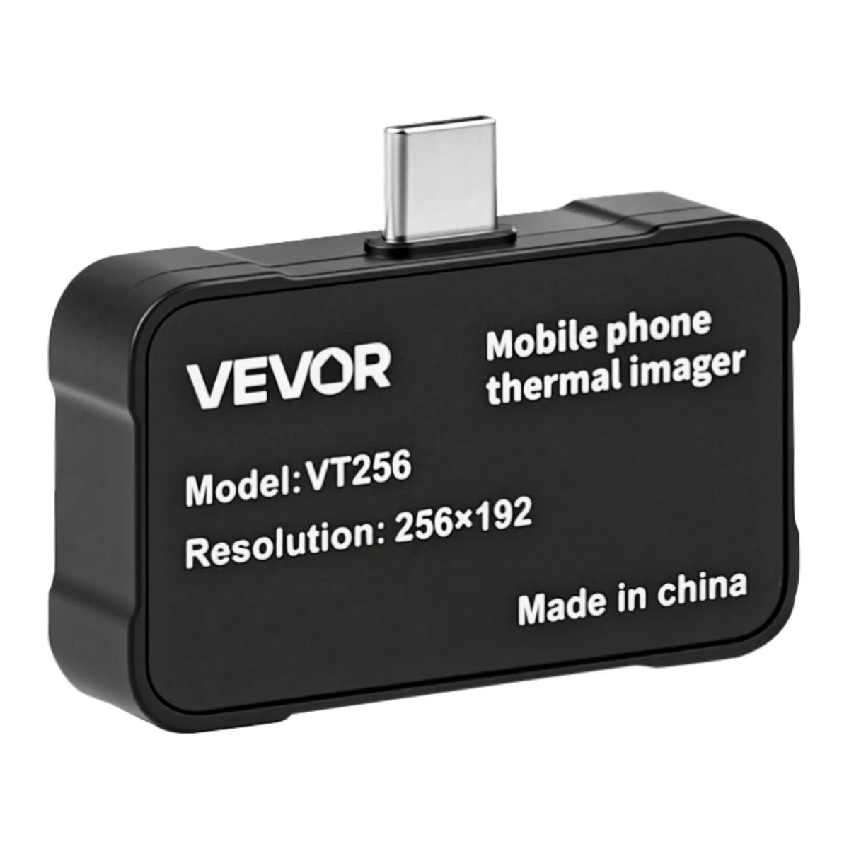 VEVOR termokamera Android un iOS ierīcēm, 512 × 384 super izšķirtspēja, 25 Hz atsvaidzes ātrums, 256 × 192 IR izšķirtspēja, temperatūras diapazons -20 °C līdz 550 °C, 6 krāsu paletes