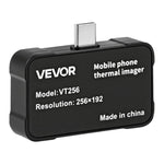 VEVOR termokamera Android un iOS ierīcēm, 512 × 384 super izšķirtspēja, 25 Hz atsvaidzes ātrums, 256 × 192 IR izšķirtspēja, temperatūras diapazons -20 °C līdz 550 °C, 6 krāsu paletes
