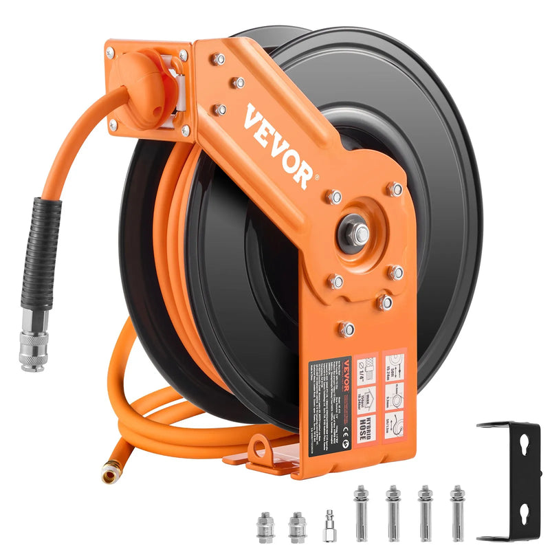 Automaatne õhuvoolikukomplekt 9,5 mm x 15 m, 20 bar, koos klambriga ja automaatse tagasipöördumisega