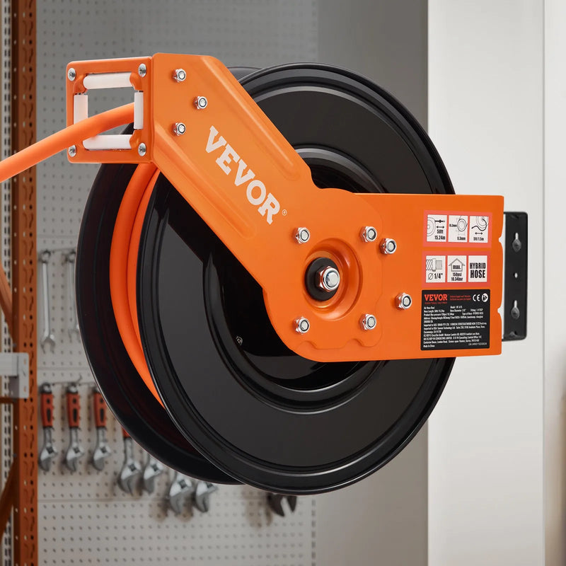 Automaatne õhuvoolikukomplekt 9,5 mm x 15 m, 20 bar, koos klambriga ja automaatse tagasipöördumisega