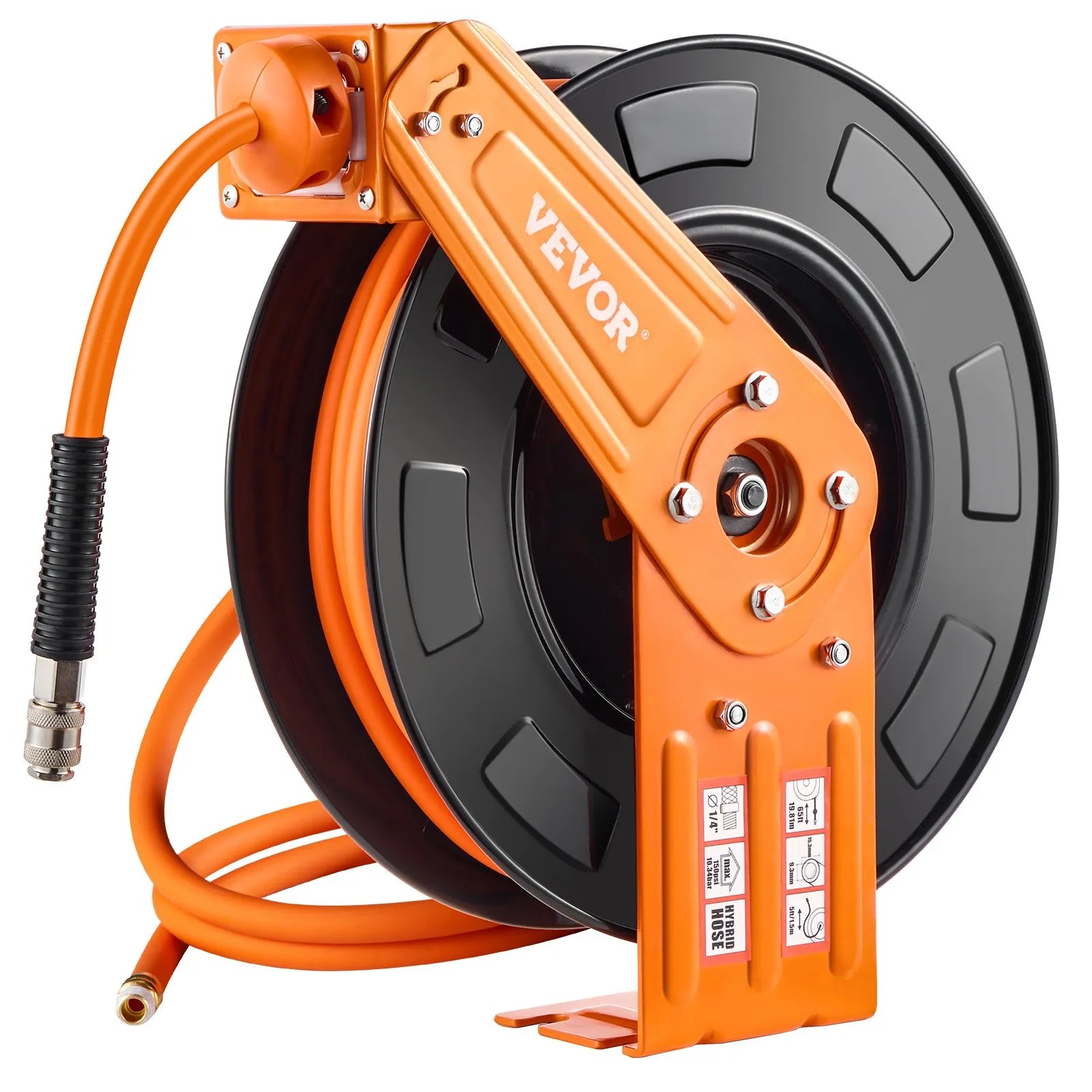 VEVOR Gaisa šļūtenes spole, ievelkama, 9,53 mm, 20 m, hibrīda, ar korpusu, 20 bar / 300 PSI
